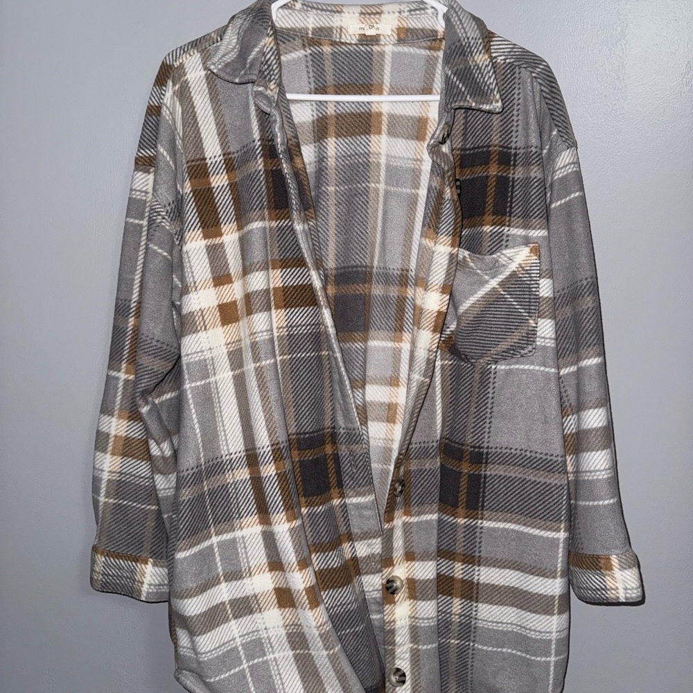 Maurices Gray and Brown Plaid Utility Jacket